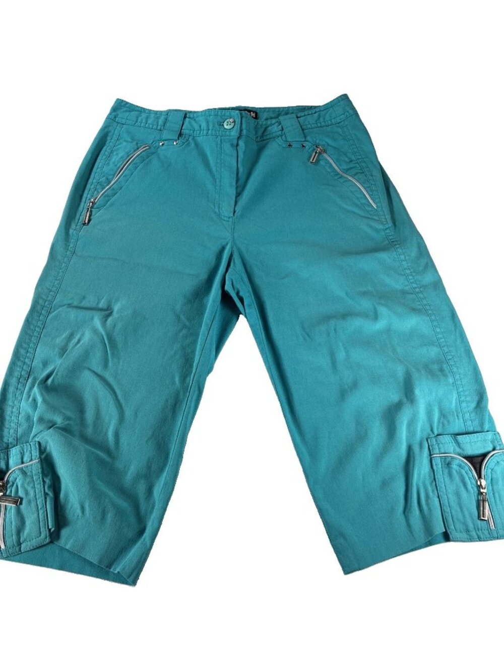 Jamie Sadock Women's Size 4 Teal Turquoise Golf Bermuda Shorts Rivet Zip Pocket